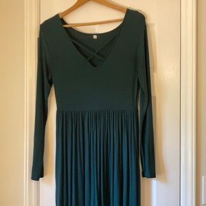 Emerald Green Long Sleeve Maxidress